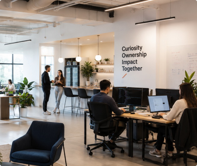 Startup team working together