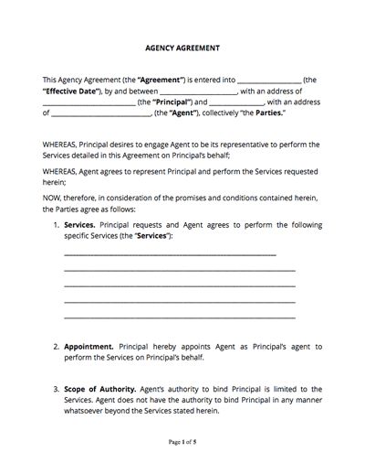 Agency Agreement Template 