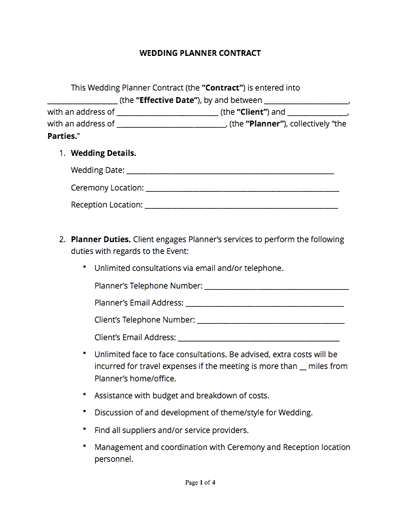 free party planner contract template